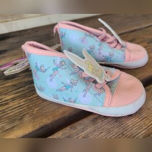 DISNEY TINKERBELL SZ 12-18M NWT LAVENDER GREEN TINK soft bottom crib shoes